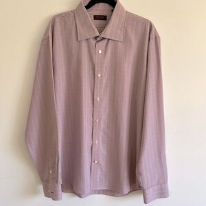 Takumi Japan Fitted XXL Purple Plaid Dress Shirt with Pointed Collar